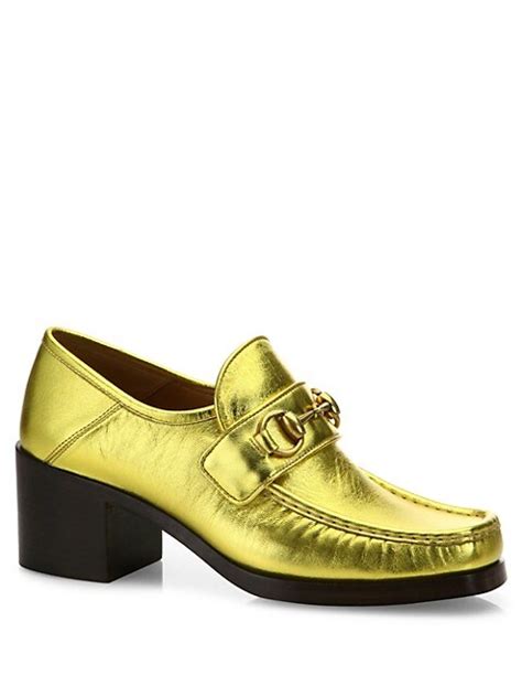 Shop Gucci Vegas Metallic Leather Loafers 